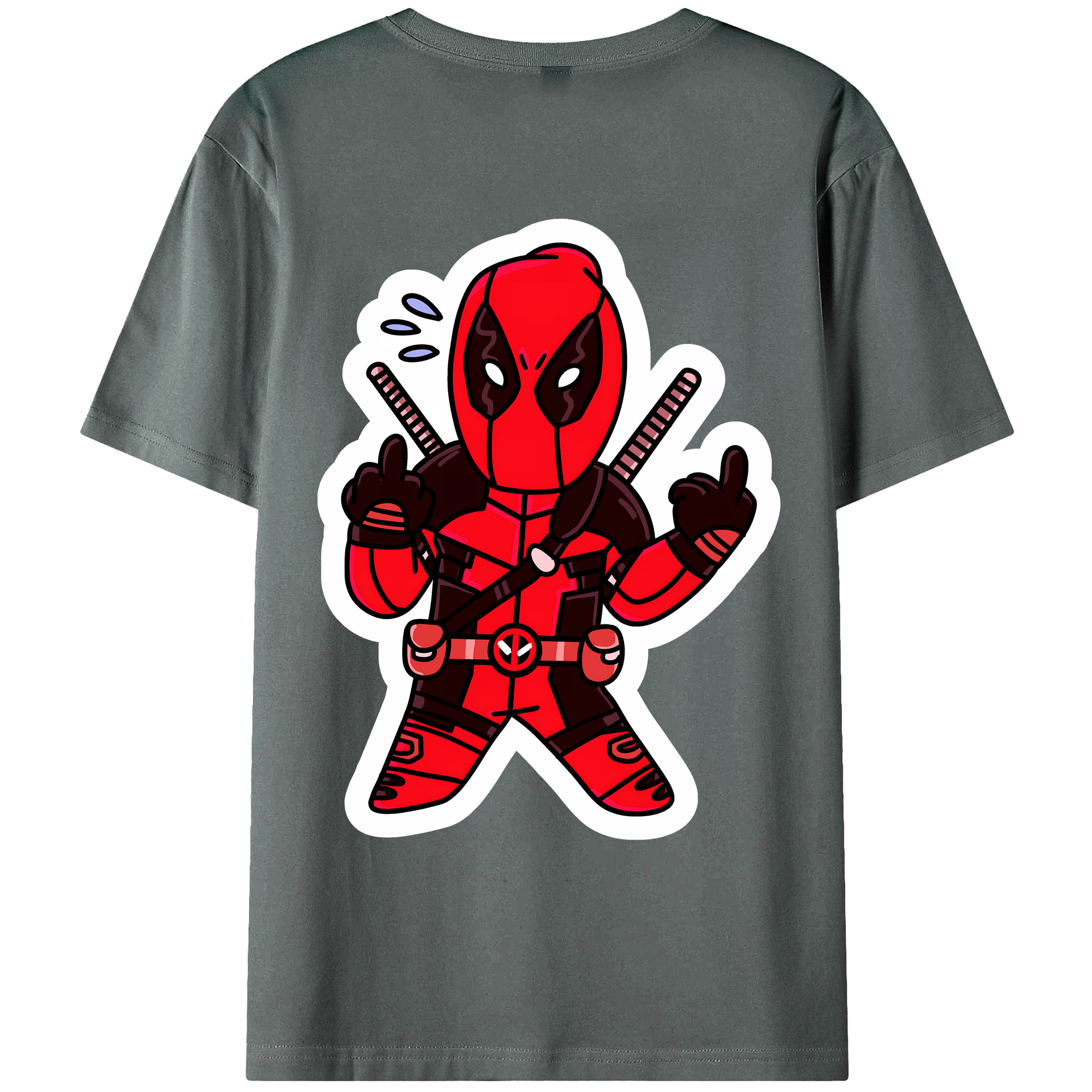 （画像用） Deadpool デッドプール 綿100％ メンズ半袖Tシャツ（バックプリント） 通気性